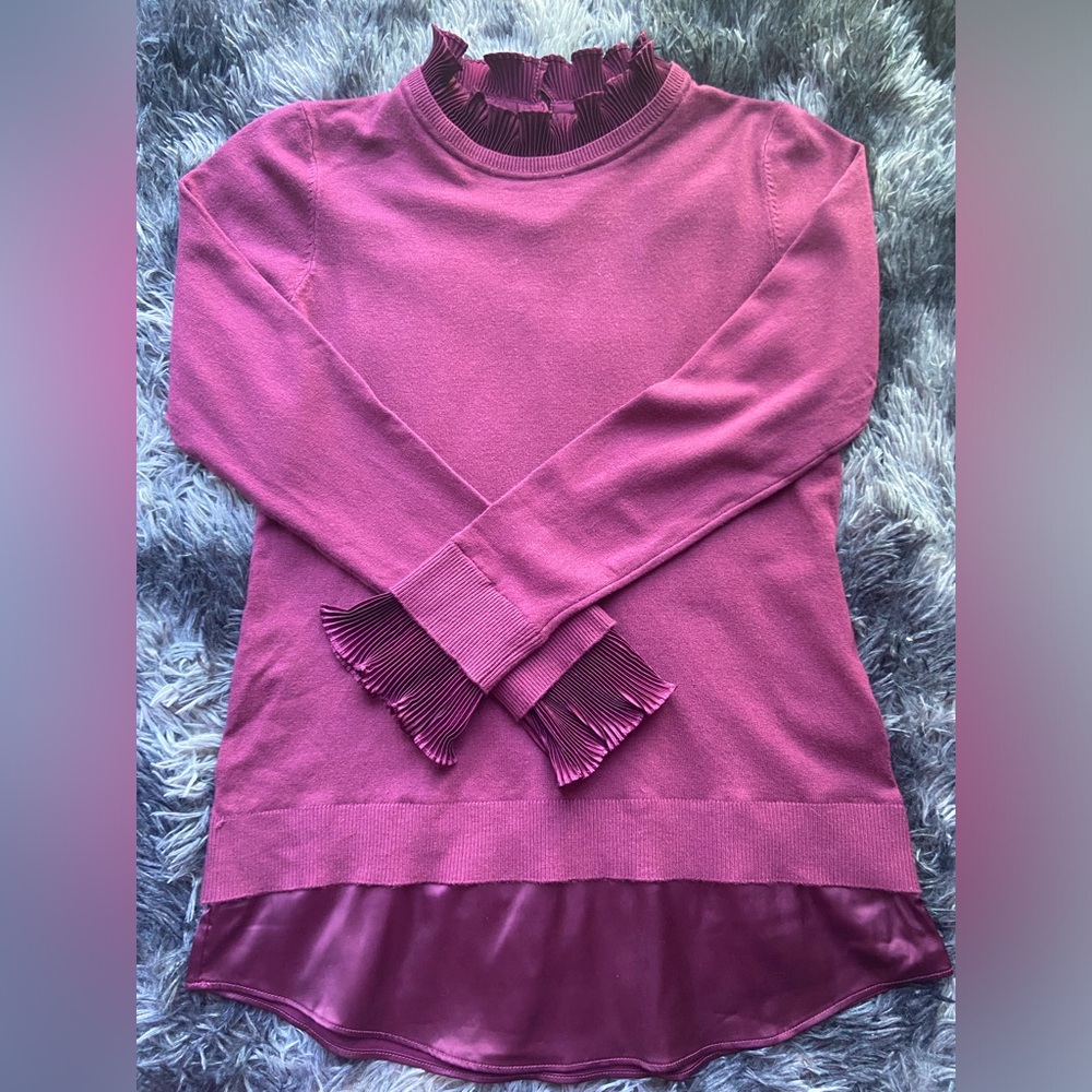 Sioni Milano Purple Sweater with Ruffles